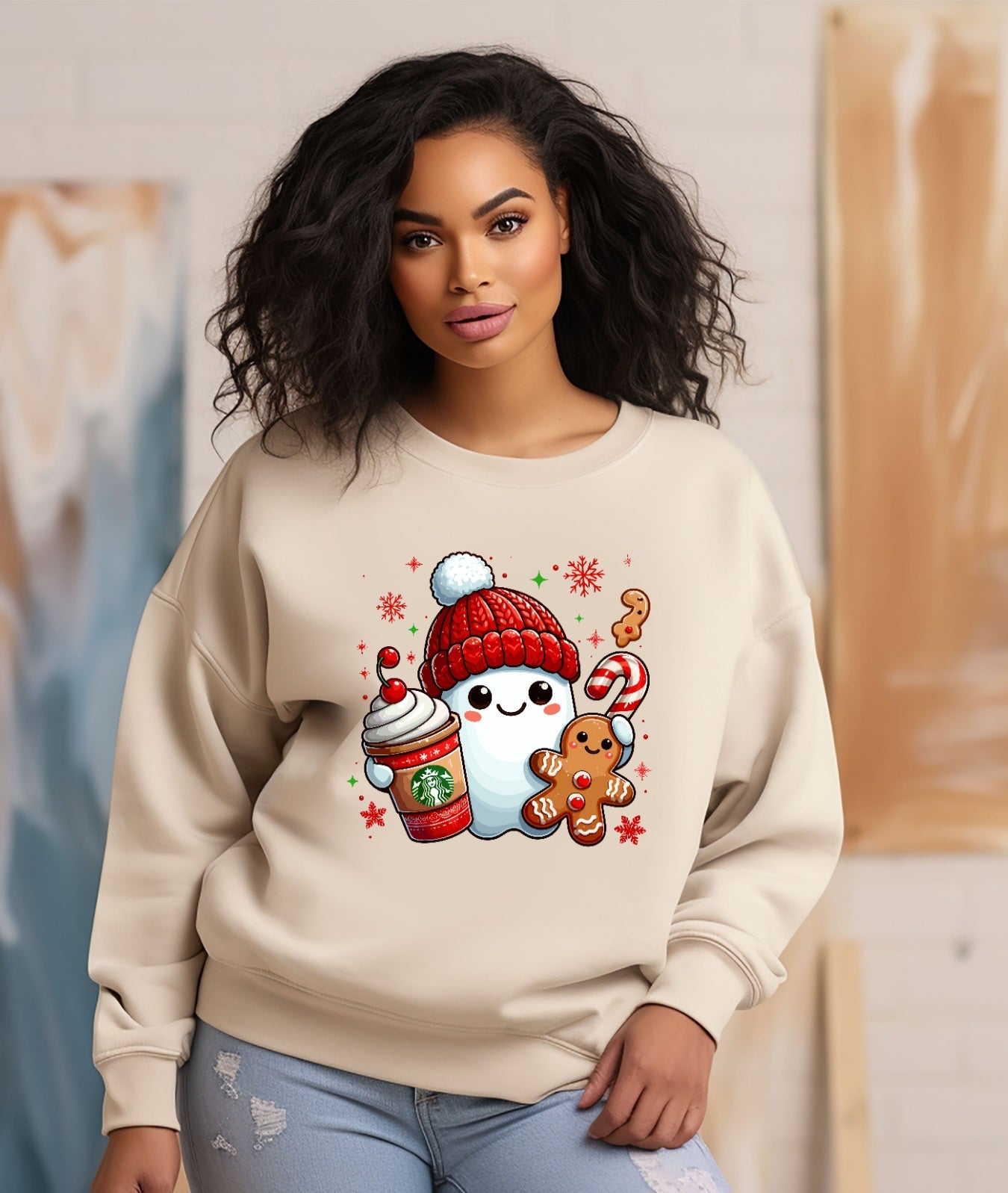 Christmas Ghost Crewneck Gildan Sweatshirt