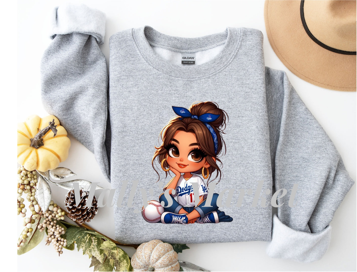 Gray Baseball Crewneck Gildan Sweatshirt