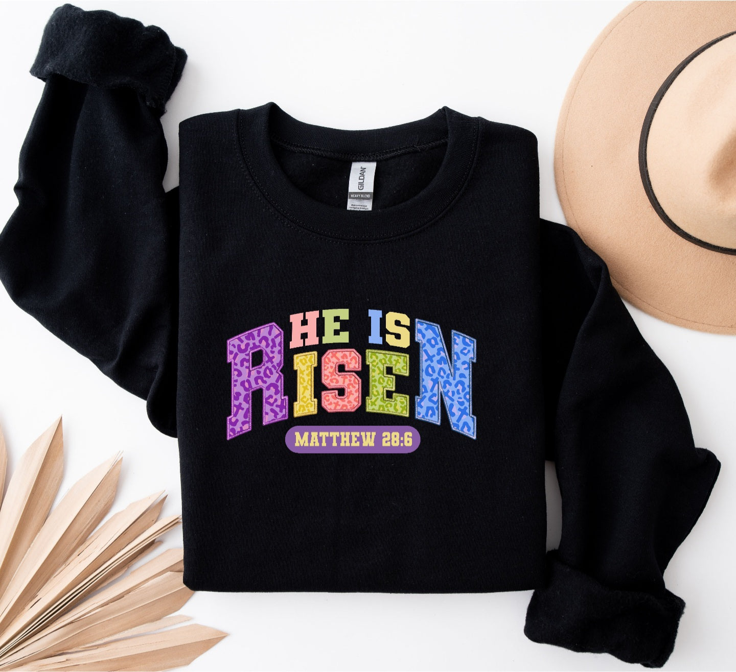 He is Risen Black Crewneck Gildan Sweatshirt