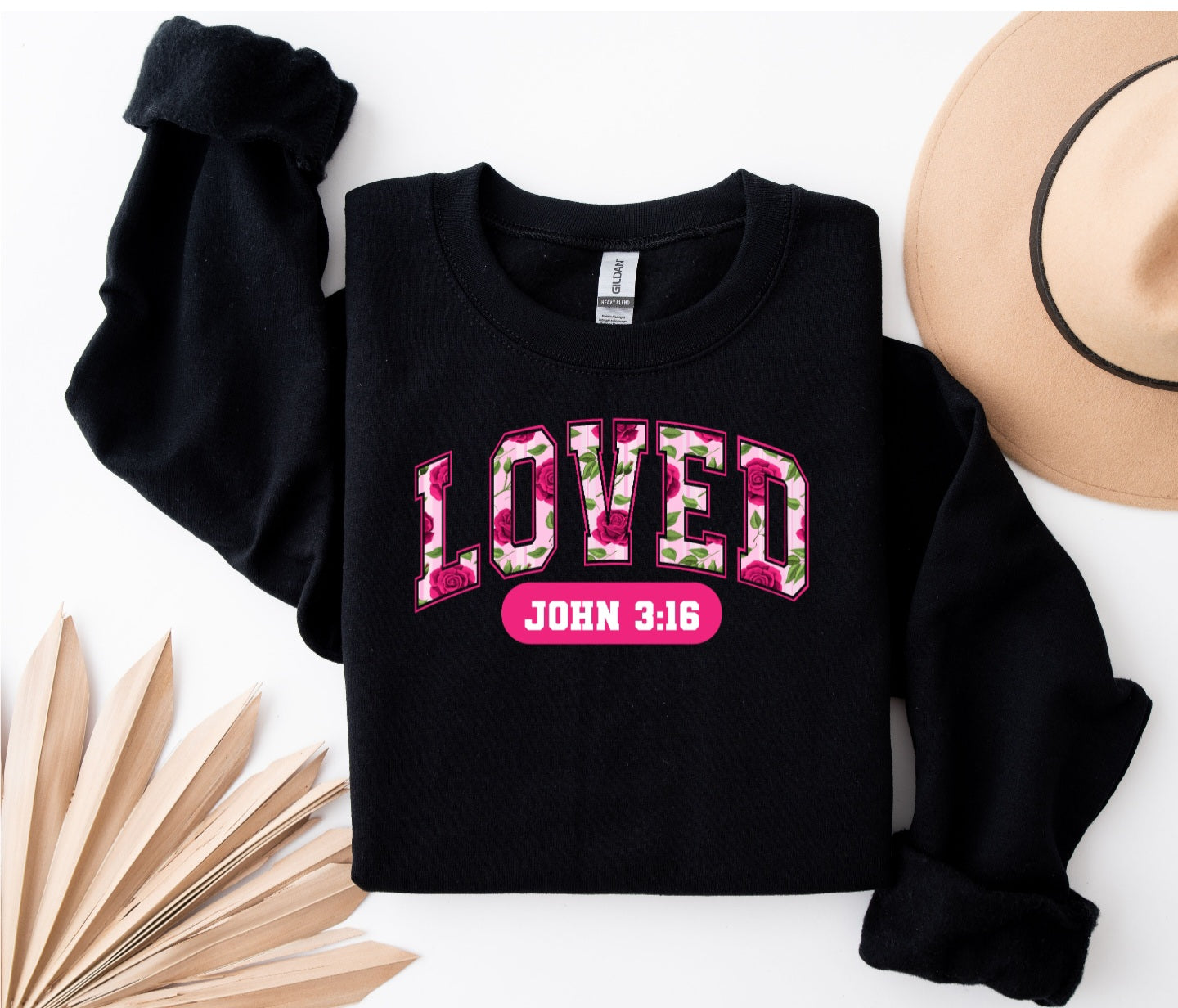 Loved Black Crewneck Gildan Sweatshirt