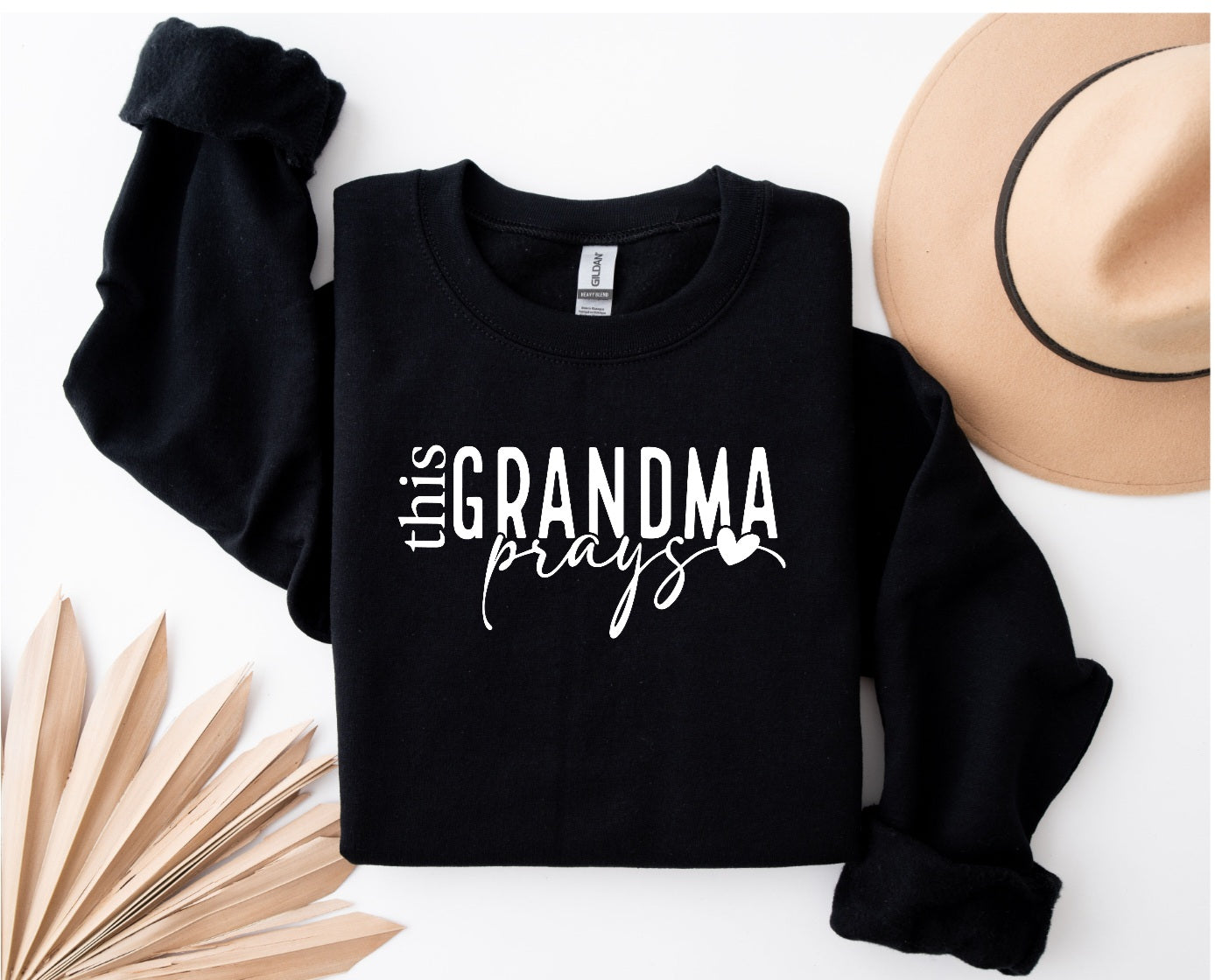 This Grandma Prays Black Crewneck Gildan Sweatshirt