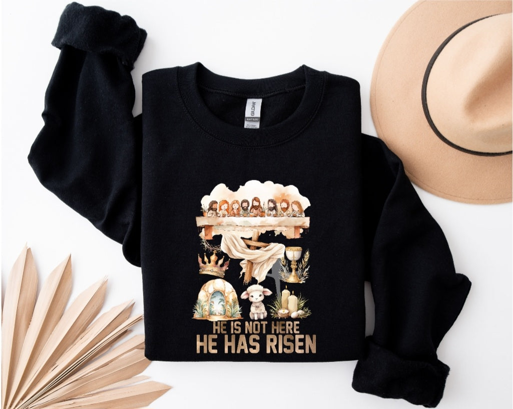 He is Risen Black Crewneck Gildan Sweatshirt