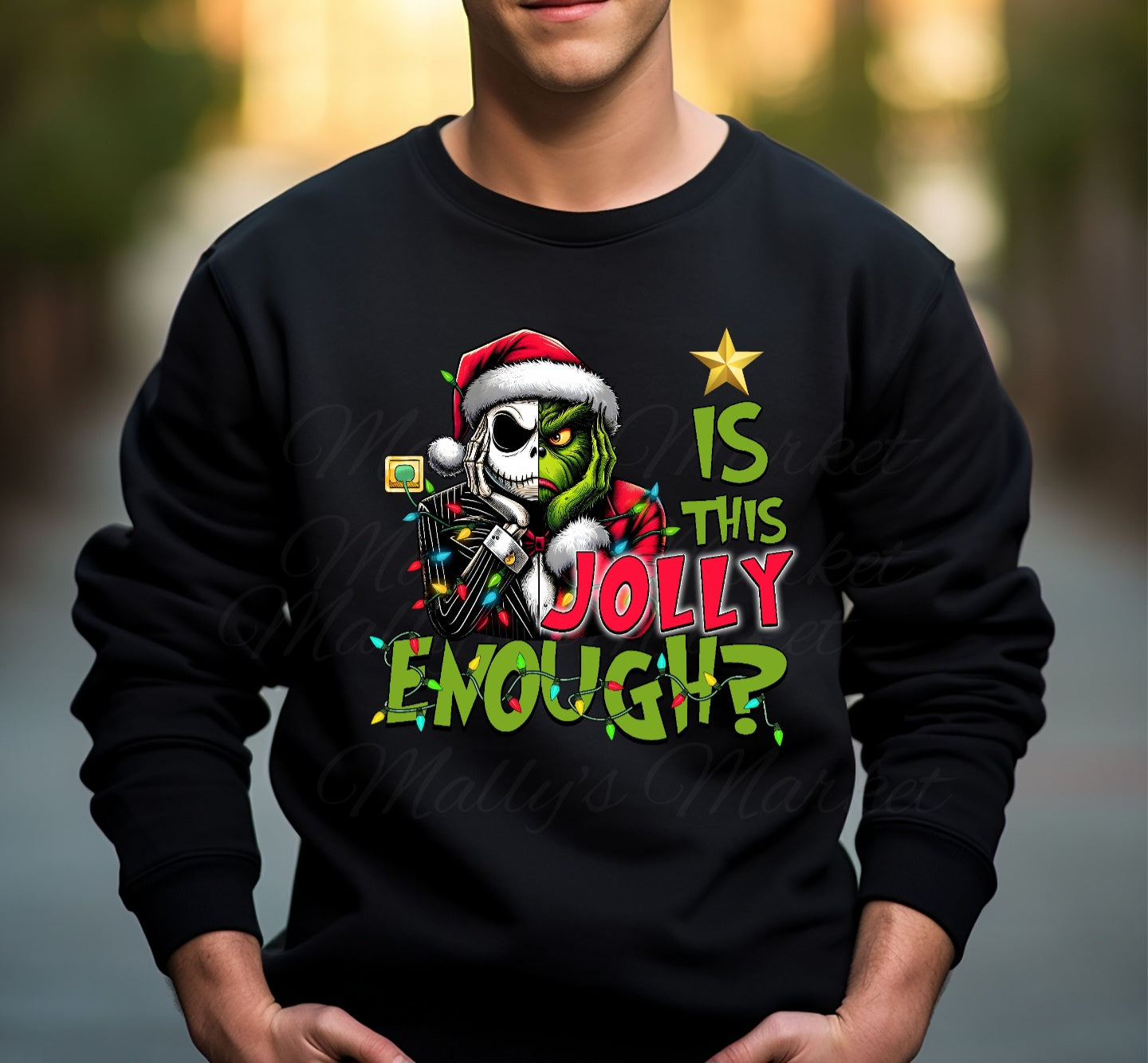Jolly Enough Black Crewneck Gildan Sweatshirt