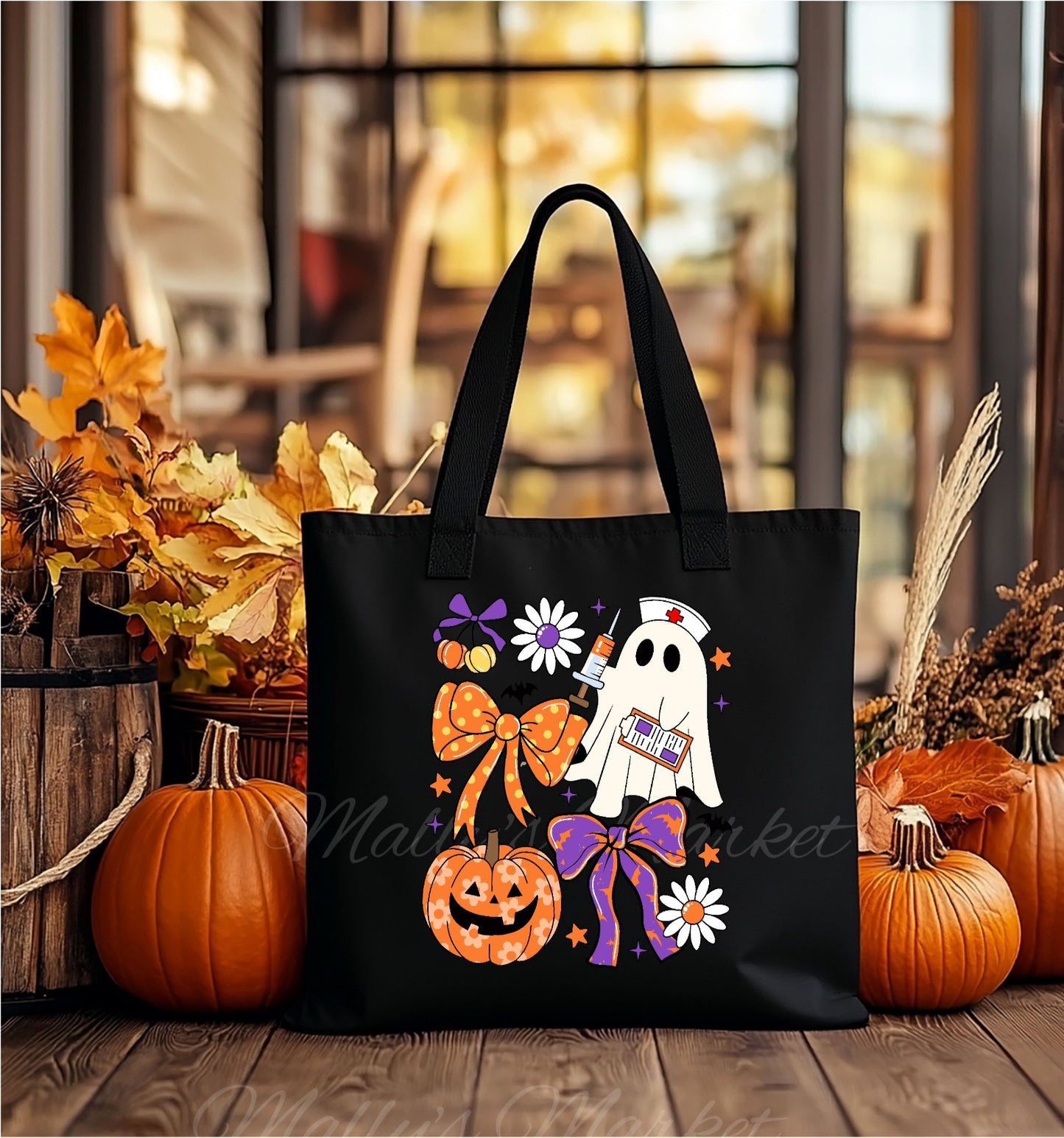 Nurse Ghost Black Tote Bag