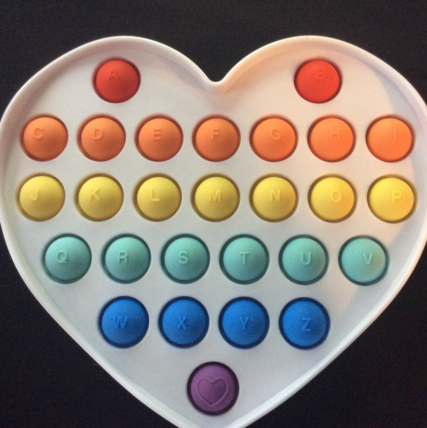Heart Shaped Bubble Pop It with the Alphabet. 6 x 5.5 Fidget