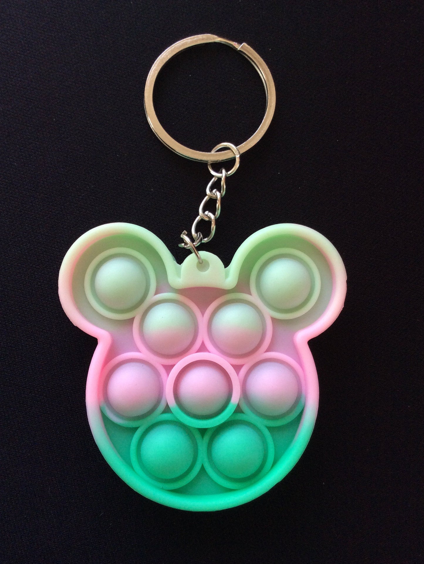Mouse Shaped Sherbet Colored Bubble Pop It Fidget Keychain