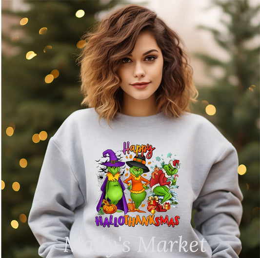 Hallothanksmas Crewneck Gildan Sweatshirt