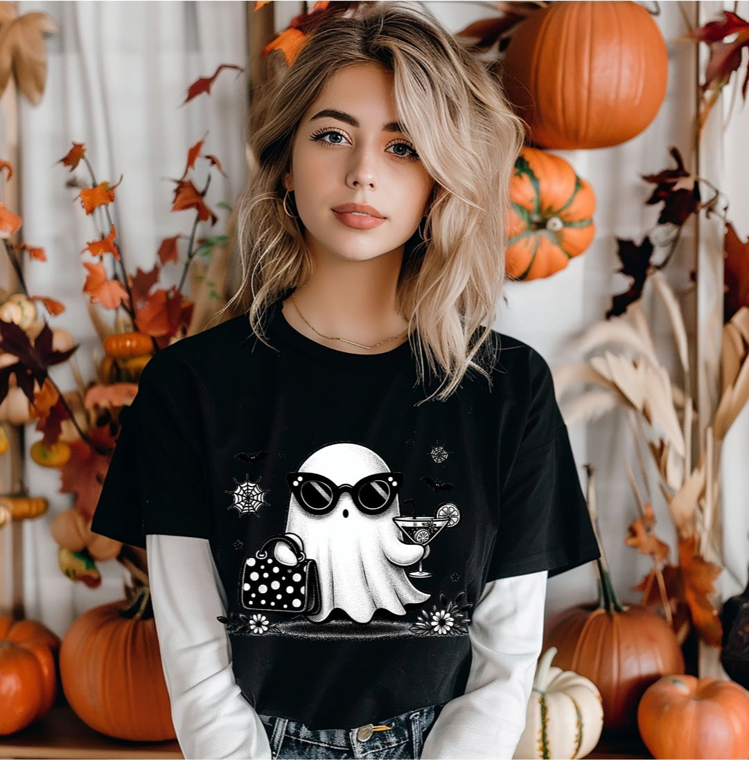 Cute Girl Ghost Black Gildan Heavy cotton tshirt