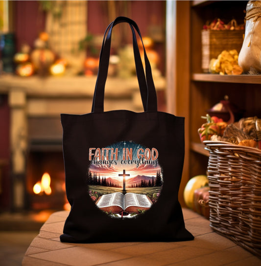 Faith in God Black Tote Bag