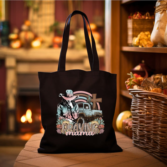 Praying Mama Black Tote Bag