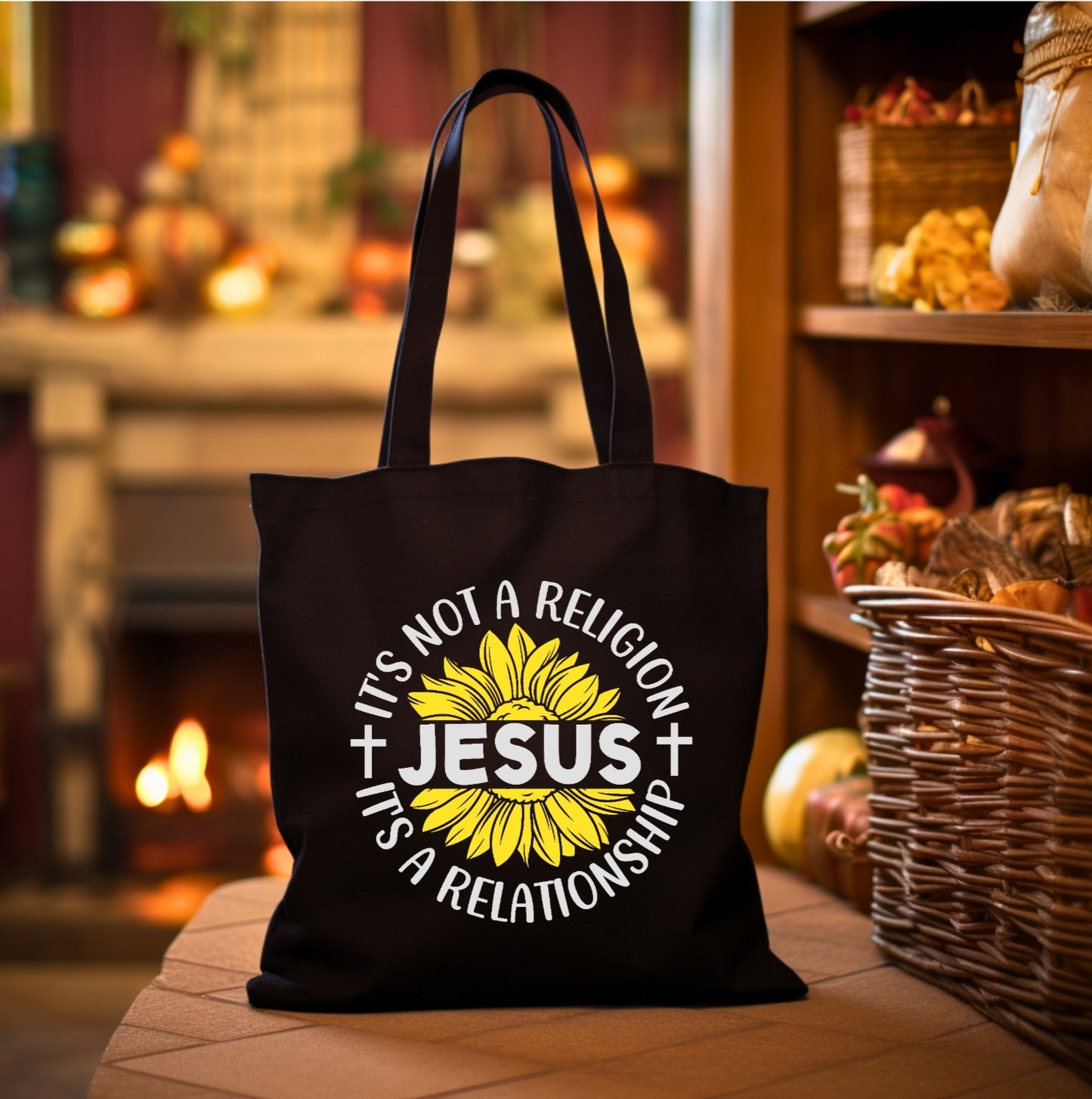 Jesus Black Tote Bag