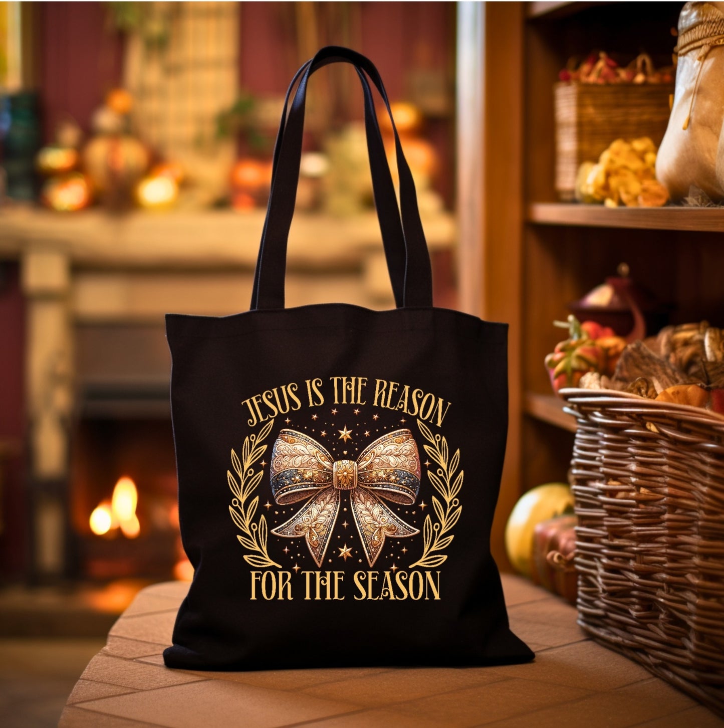 Jesus is the Reason Black Tote Bag