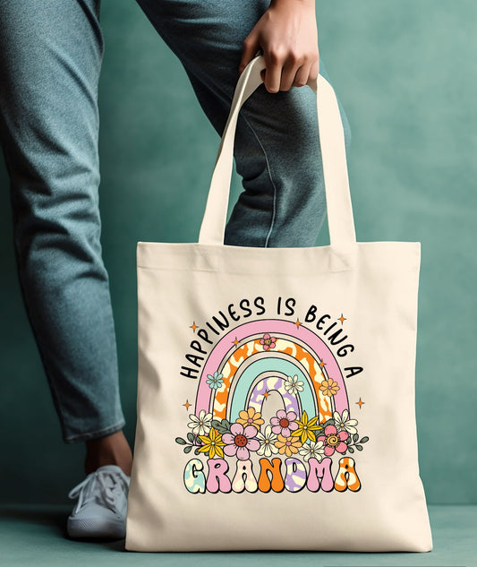 Happiness Grandma Black Tote Bag