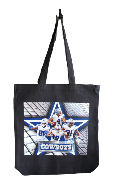 Football Blue and Grey, Black Tote