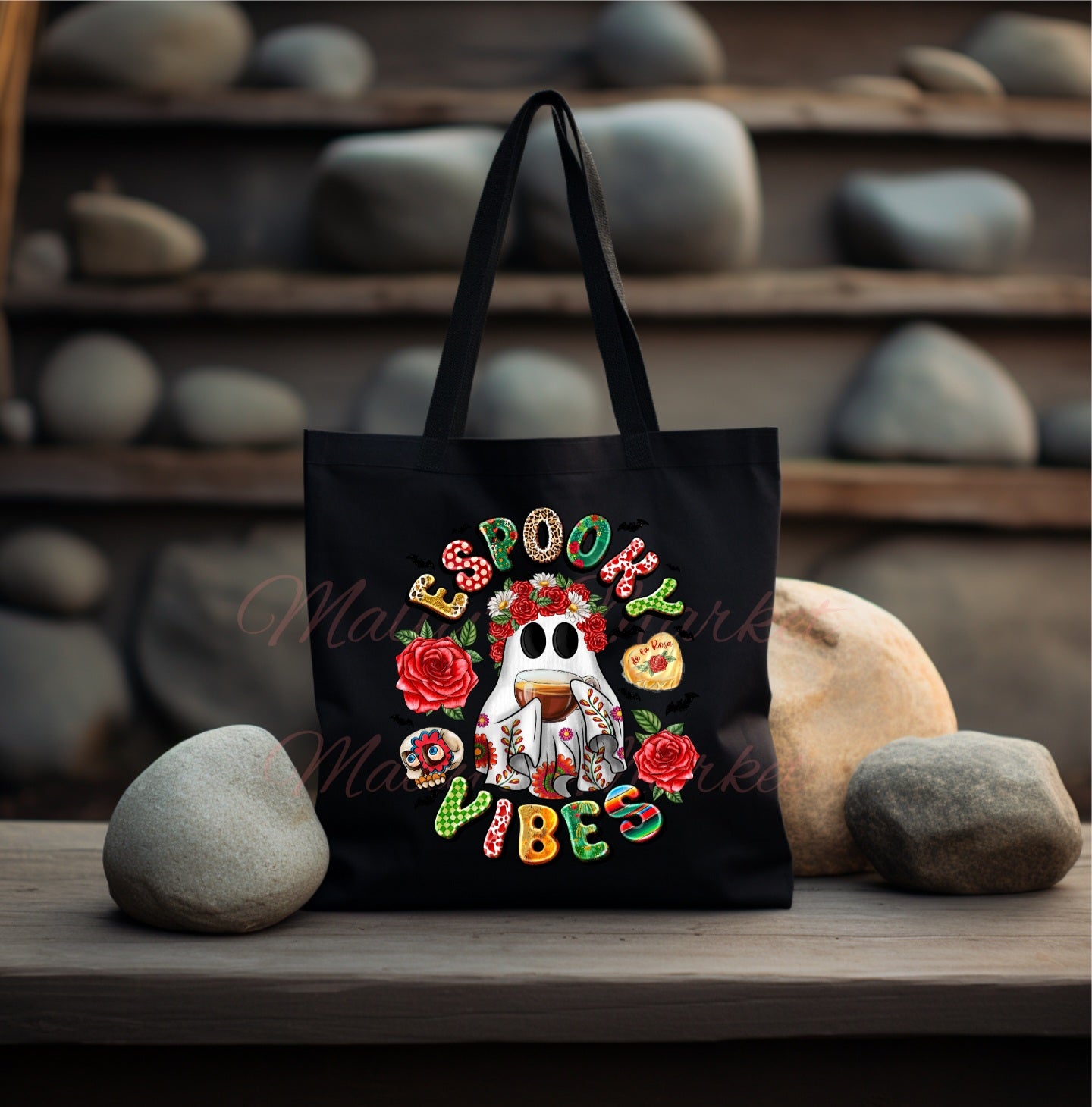 Espooky Vibes Black Tote Bag