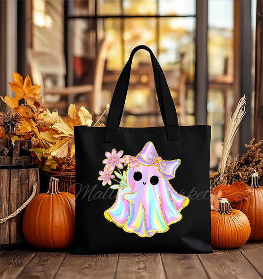 Ghost Irridescent Black Tote Bag