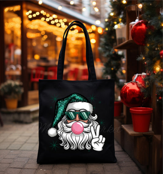 Santa (Green) Black Tote