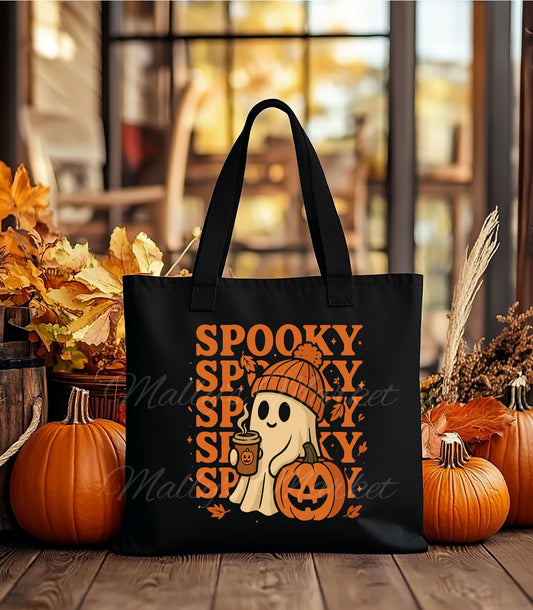 Ghost Spooky Black Tote Bag