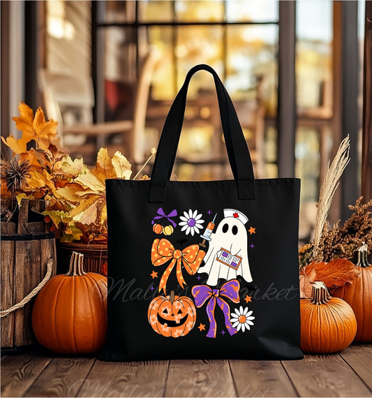 Nurse Ghost Black Tote Bag