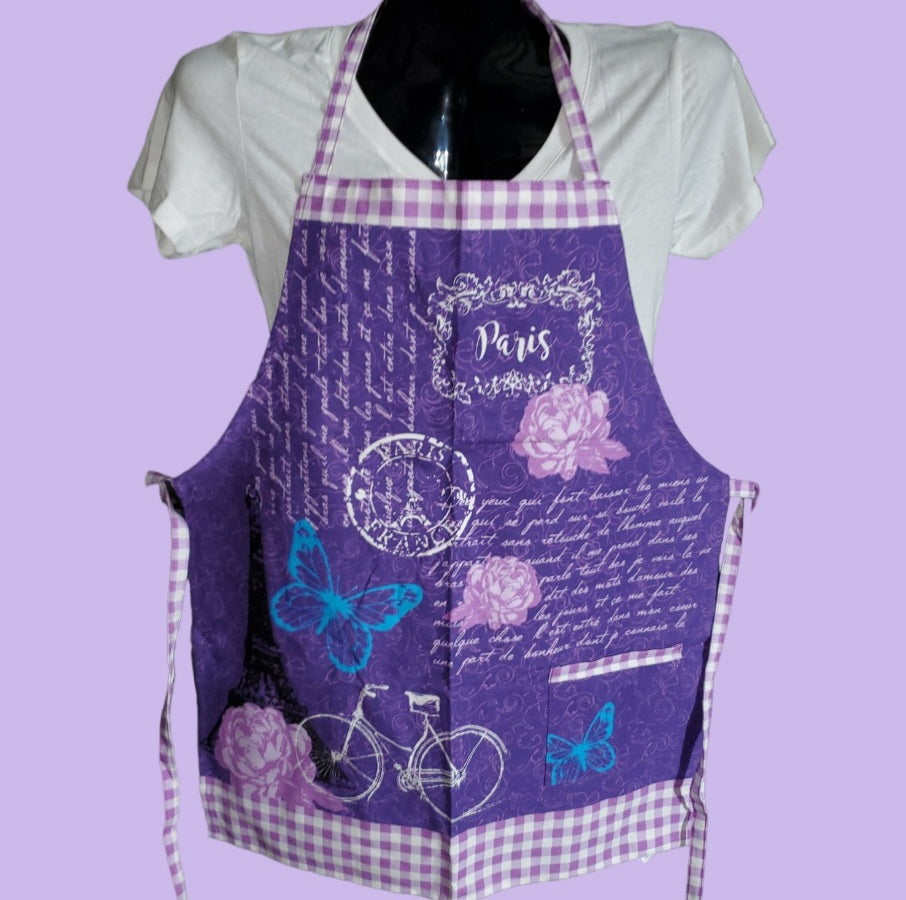 Paris Purple White & Mauve Apron