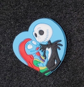 Croc Charm Jack & Sally Heart Charm