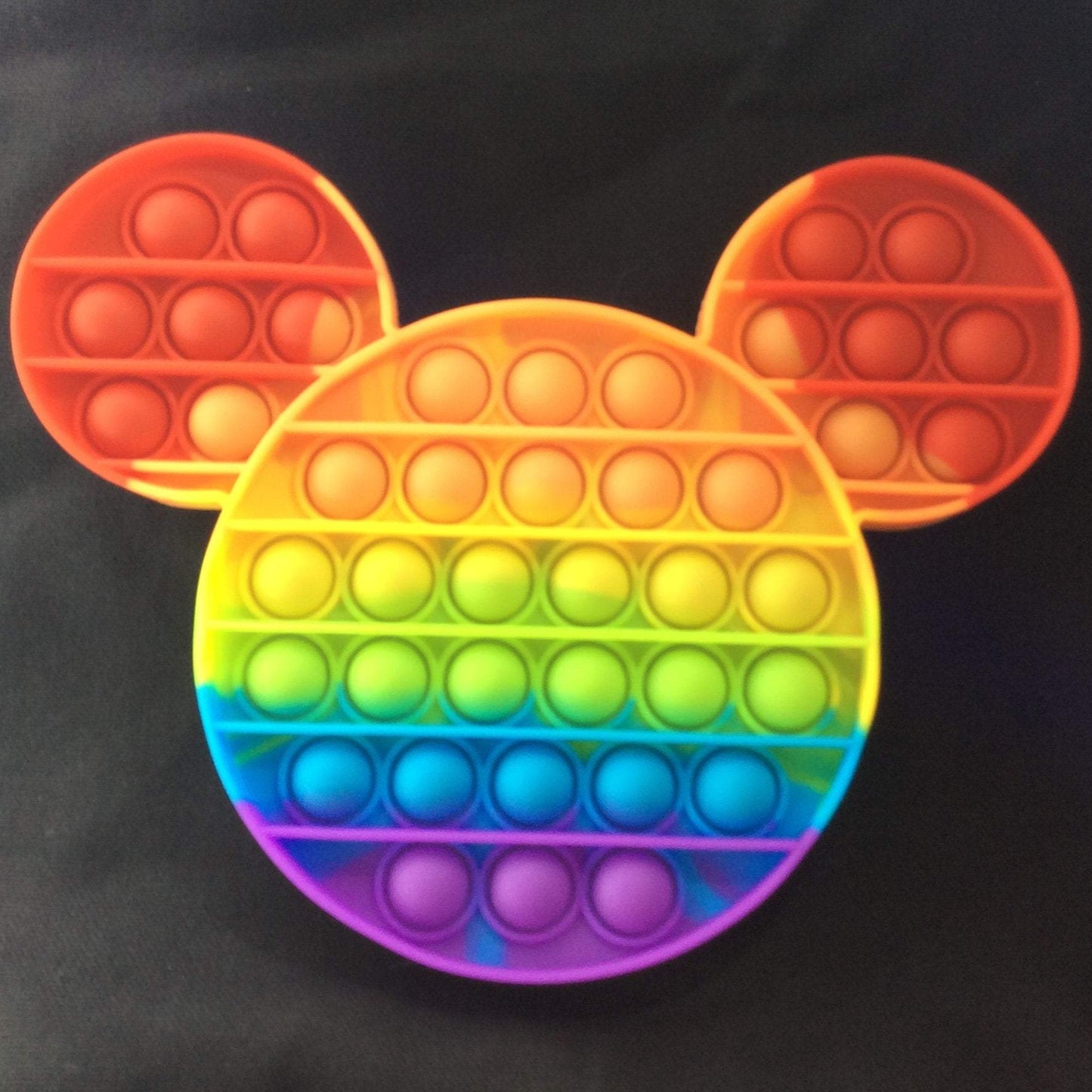 Mouse Shaped Rainbow Colored Bubble Pop Fidget approx 8 inches x 6 inches