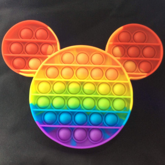 Mouse Shaped Rainbow Colored Bubble Pop Fidget approx 8 inches x 6 inches