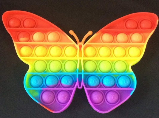 Butterfly Rainbow Bubble Pop It Fidget 5 inches high x 8 inches wide.