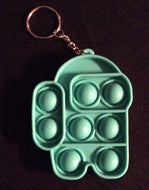 Among Us Shaped Bubble Pop It Green Fidget Keychain. 3 inches tall.