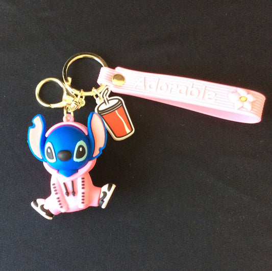 Stitch pink running suit Keychain