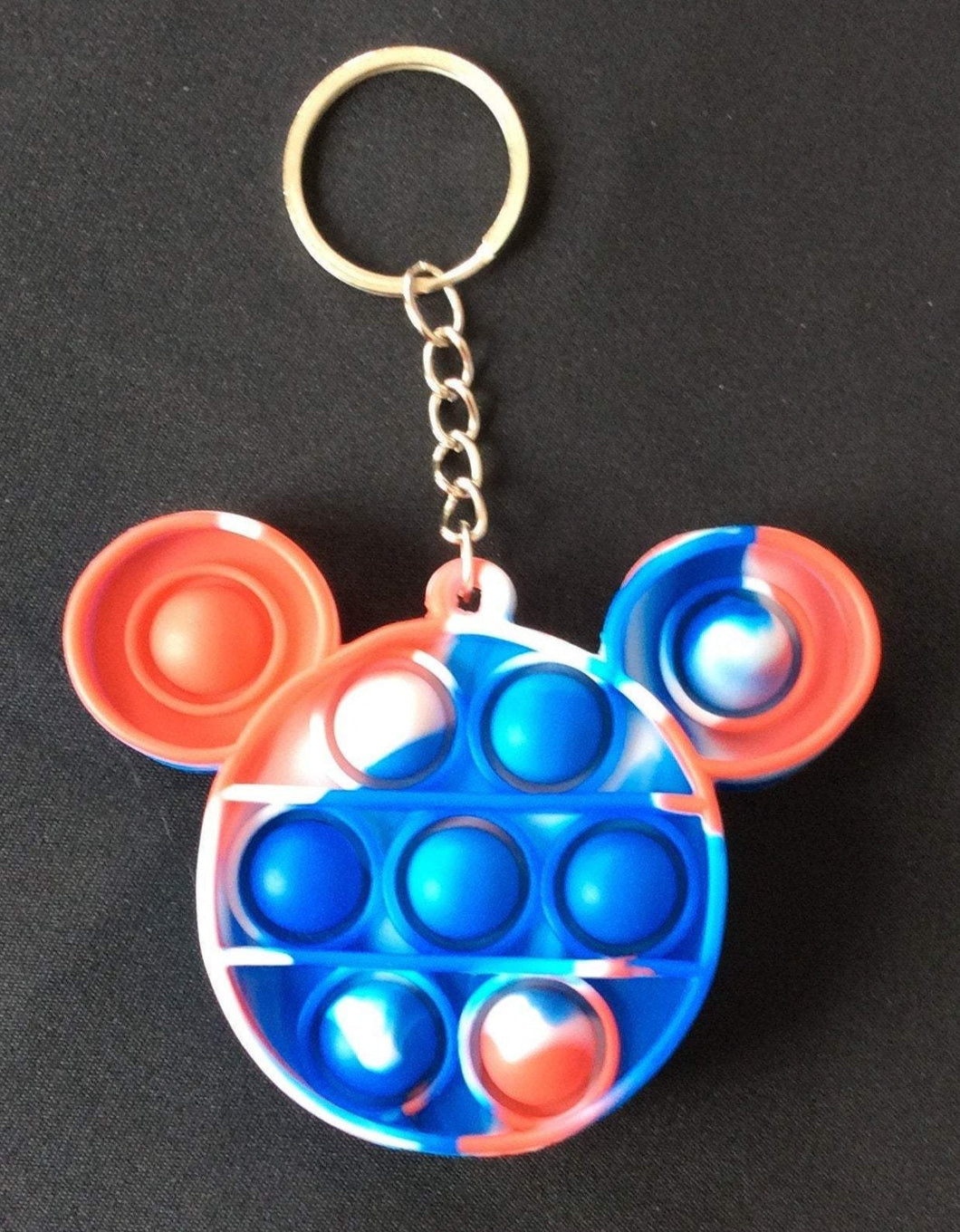 Mouse Shaped Bubble Pop It Fidget Keychain Red, White and Blue