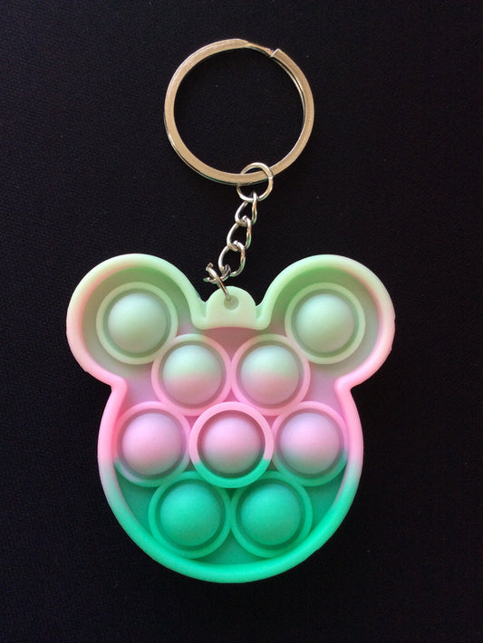 Mouse Shaped Sherbet Colored  Bubble Pop It Fidget Keychain