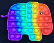 7 inches wide x 5 inches high Rainbow Colored Elephant Bubble Pop It Fidget