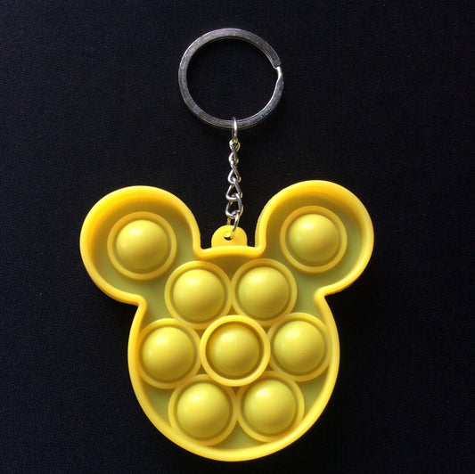 Mouse Shaped Yellow Bubble Pop It Fidget Keychain