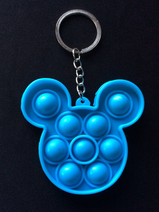 Mouse Shaped Blue Bubble Pop It Fidget Keychain