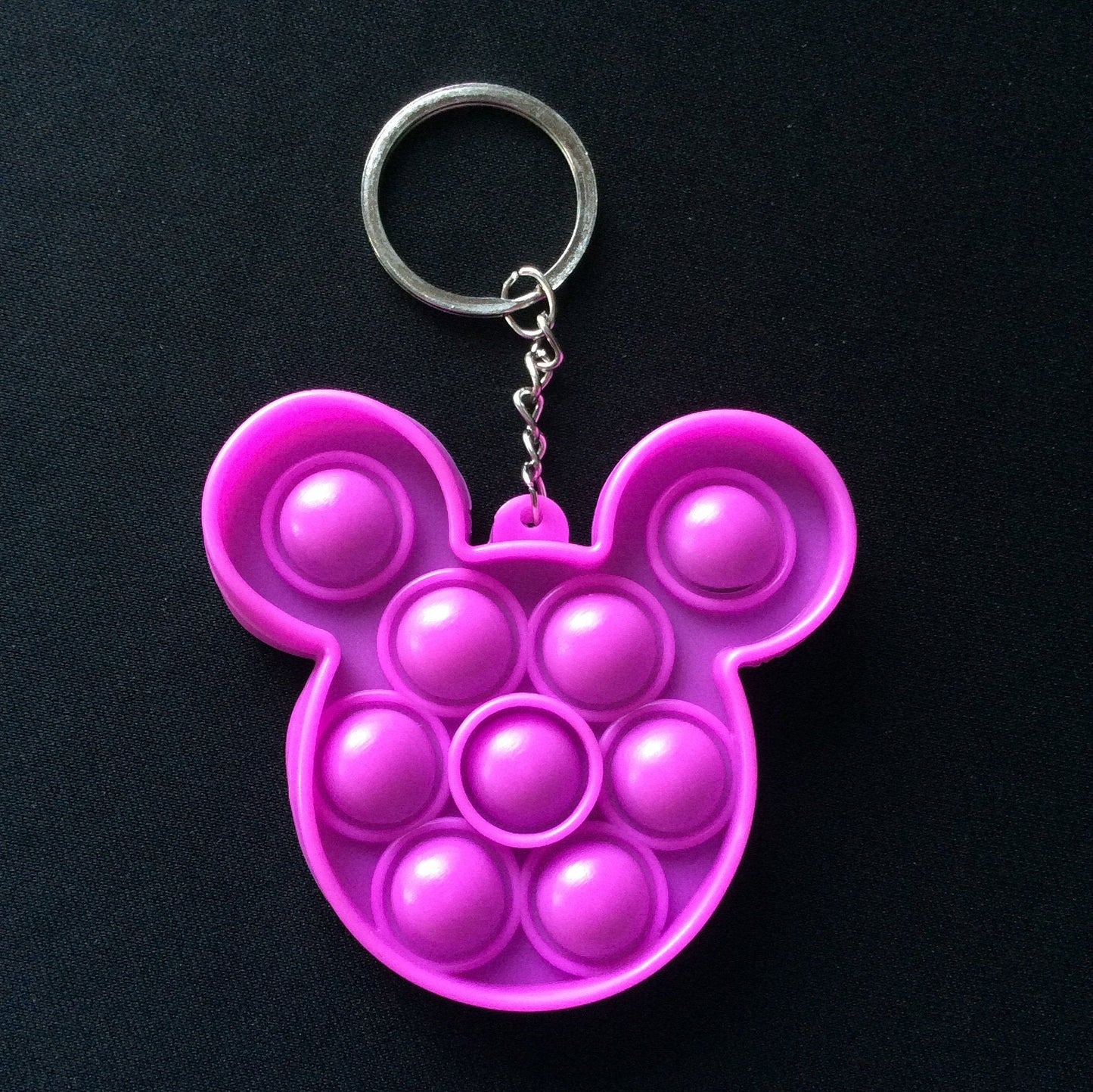 Mouse Shaped Purple Bubble Pop It Fidget Keychain